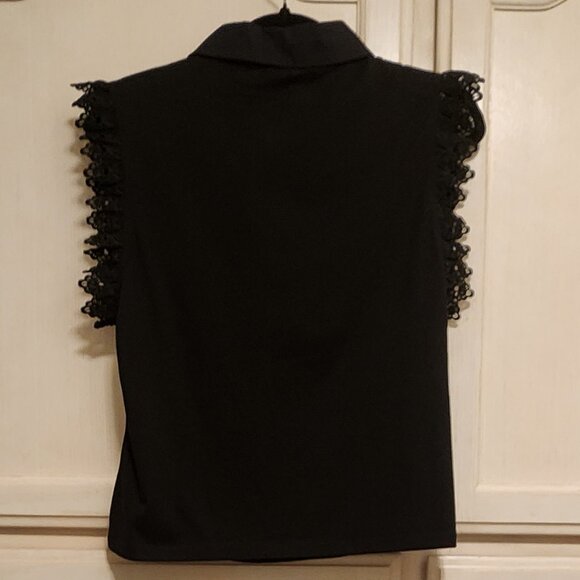 NWT | Marc New York | Black Cotton-Poly‎ Blend Knit Top | Lace Trim | Small - Picture 5 of 7